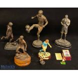 Football Trophy Figures 2x bronzed metal figure on a turned wooden base and a Stanley Mathews on a