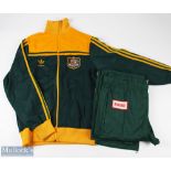 1984 Australian Rugby Tour of the UK Full Tracksuit: Great XL Adidas green & gold tracksuit with