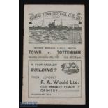 1949/50 Grimsby Town v Tottenham Hotspur Div. 2 match programme 19 November 1949; team changes +