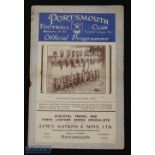 Pre-war 1929/1930 Portsmouth v Grimsby Town Div. 1 match programme 11 September 1929; staple