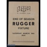 Rare 1944 Wartime Rugby in Egypt Programme: One of the frail but so-atmospheric issues from the