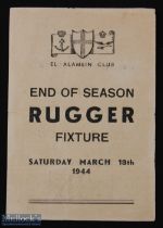 Rare 1944 Wartime Rugby in Egypt Programme: One of the frail but so-atmospheric issues from the