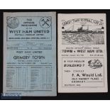 1949/50 Grimsby Town v West Ham Utd Div. 2 match programme 21 January 1950 + return match at WHU