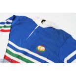 1986 IRB Five Nations XV Match Prepared Rugby Jersey: Striking blue/white & multi-coloured hooped