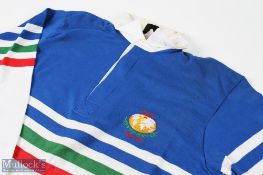 1986 IRB Five Nations XV Match Prepared Rugby Jersey: Striking blue/white & multi-coloured hooped