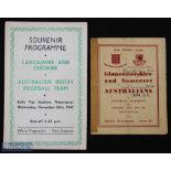 1947-8 Australians in England Rugby Programmes (2): 4pp small fold over card from Kingsholm for Glos