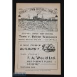 1947/48 Grimsby Town v Bolton Wanderers Div. 1 programme 29 November 1947; fair condition. (1)