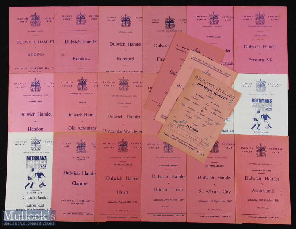 Selection of Dulwich Hamlet FC home programmes 1945/46 Ilford, 1947/48 Tufnell Park, 1950/51 Woking,