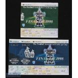 Tickets: 1998, 1998 replay (match not played) FAC final match tickets; good. (2)