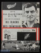 1970 Western Transvaal v NZ Rugby Programme: Lovely full official issue for the game at