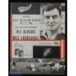 1970 Western Transvaal v NZ Rugby Programme: Lovely full official issue for the game at