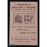 1946 Ireland v Scotland international match programme 2 February 1946, 4 pager, no writing; fair/