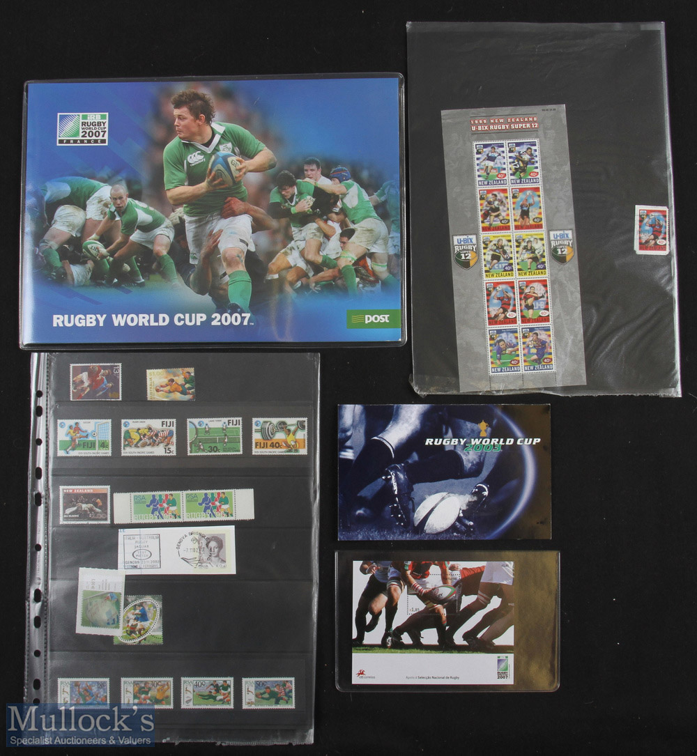 Rugby Stamp Collection: Very attractive Irish Post full mint 2007 RWC commemorative set in special
