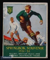 Rare 1931-2 Springbok Rugby Souvenir Booklet: Lovely coloured-cover compact 32 pp publication with