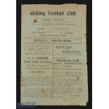 Pre-war 1919/1920 Woking v Nunhead 1st November 1919 Isthmian League programme; fair at best. (1)