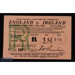 Scarce 1948 England v Ireland Rugby Ticket: Lovely clean & clear card ticket for this important