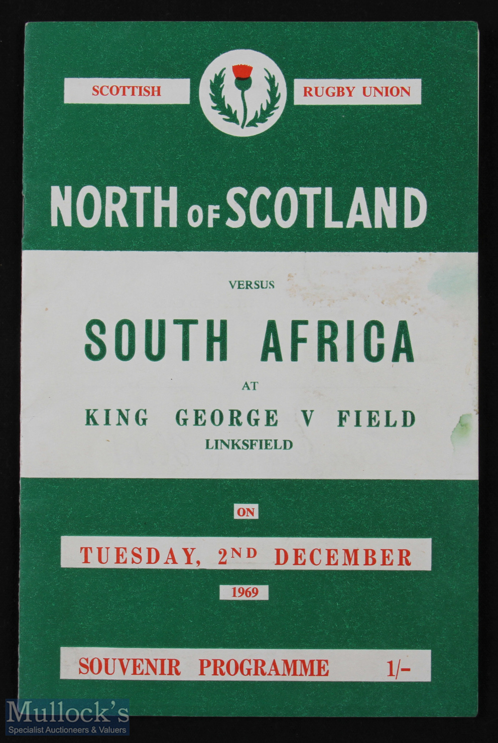 1969 S Africa at North of Scotland Rugby Programme: Scarce 16pp issue from the anti-apartheid hit