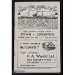 1947/48 Grimsby Town v Liverpool Div. 1 match programme 27 March 1948; slight crease, slight edge