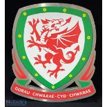 Original Wales FA Football Association Coat of Arms Crest Metal Sign - Large sign made of