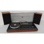 ALBA 9072 MUSIC SYSTEM in a teak case with a smoked plastic lift up lid revealing a turntable,