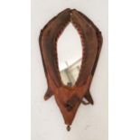 VINTAGE LEATHER HORSE COLLAR with original metal fixings, now fitted with a decorative shaped mirror