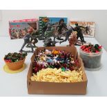 SELECTION OF PLASTIC MILITARY FIGURES including larger style Marx Toys soldiers (American, Scottish,