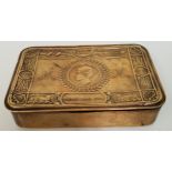 WWI PRINCESS MARY BRASS CHRISTMAS TIN with embossed decoration