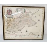 AFTER JOHANNES BLAEU - COLOURED ENGRAVING MAP OF FIFE titled 'Fifae Vicecomitatus. The Sherifdome of