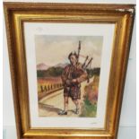 W. WATSON The regimental piper, watercolour and gouache, signed, 44cm x 32cm