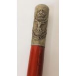 GORDON HIGHLANDERS SWAGGER STICK with embossed white metal mounts, 68.5cm long