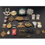 SELECTION OF MILITARY BADGES including the 10th Royal Hussars, Royal Welch Fusiliers, Royal Corps Of
