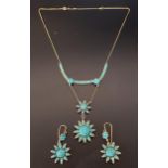 VICTORIAN TURQUOISE SET SUITE OF JEWELLERY comprising a necklace and a pair of drop earrings, all