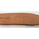 VINTAGE LEATHER TAWSE with two tails, marked John J. Dick, Lochgelly, 61.7cm long, the reverse