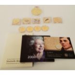 SELECTION OF GOLD PLATED PROOF COINS comprising: four 2009 History of The Royal Family coins, two