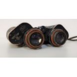 WWII GERMAN OFFICERS BINOCULARS by Carl Zeiss, with a blackened body and top plate marked with the