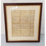 DUNCAN FORBES OF CULLODEN a framed facsimile letter to a gentleman named George (possibly Lord
