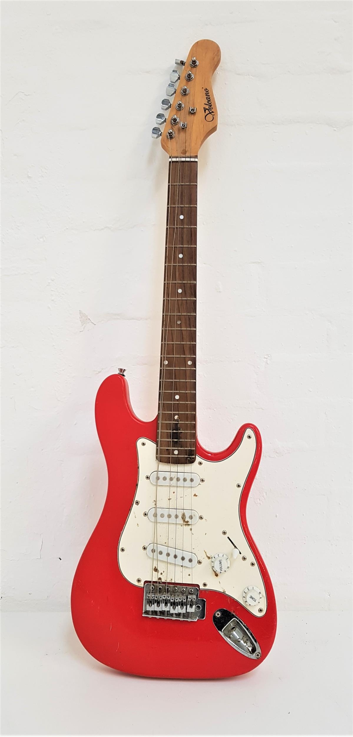 VOLCANO CHILDS ELECTRIC GUITAR with a red gloss body