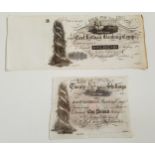 TWO NINETEENTH CENTURY SCOTTISH EAST LOTHIAN BANKING COMPANY BANK NOTES both unissued without date