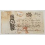 VICTORIAN PROMISSORY NOTE FOR FIFTY POUNDS issued by The Bank of Scotland. Note: This promissory