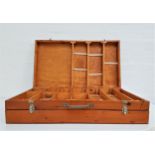 LARGE PINE FISHING CASE the two sections with lift up lids revealing interior compartments, 77cm