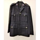 ST. ANDREWS AMBULANCE CORPS UNIFORM comprising a navy blue tunic jacket and trousers, with buttons