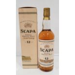 SCAPA 12 YEAR OLD one bottle of 12 year old Single Orkney Malt Scotch Whisky, 70cl and 40% abv, with
