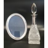OVAL SILVER PHOTOGRAPH FRAME on easel support, Sheffield 1990 and maker Carr's of Sheffield, 16cm