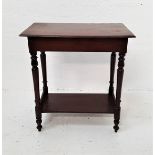 20th CENTURY OAK OCCASIONAL TABLE with a moulded rectangular top standing on turned and tapering