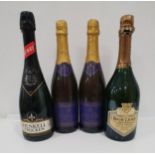 FOUR BOTTLES OF VINTAGE SPARKLING WINE comprising two bottles of F. Dulac Demi-sec Vin Mousseux,