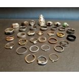 SELECTION OF SILVER AND OTHER RINGS of various sizes and designs, including stone set examples, 1