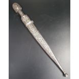 RUSSIAN NIELLO SILVER DAGGER with scrolling decoration, marked 84 and with St Petersburg town