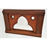 ECCLESIASTICAL TEAK WINDOW SECTION now forming a decorative mirror, 62cm x 96.5cm