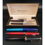 PARKER DUOFOLD FOUNTAIN PEN with a 14K nib and a black lid and body, the body engraved I.