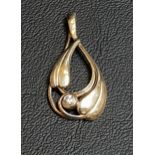 OLA GORIE DIAMOND SET NINE CARAT GOLD PENDANT the entwined and leaf motif decorated pendant with